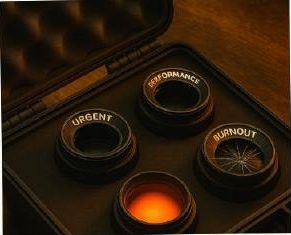 A case of lenses labelled Urgent, Burnout and Performance