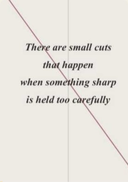 Excerpt from The Unopened Things: there are small cuts that happen when something sharp is held too carefully